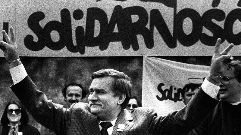 Lech Walensa i spidsen for Solidarnosc